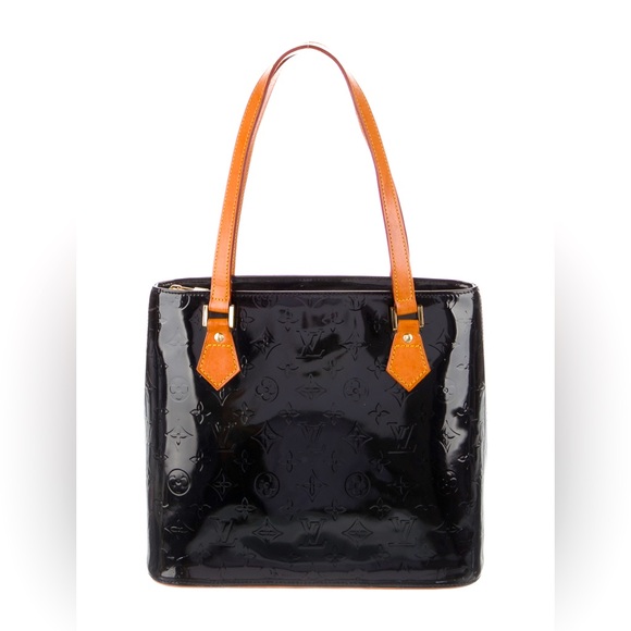 Louis Vuitton Vernis Black Houston LV Logo Tote Shoulder Bag - Picture 1 of 11